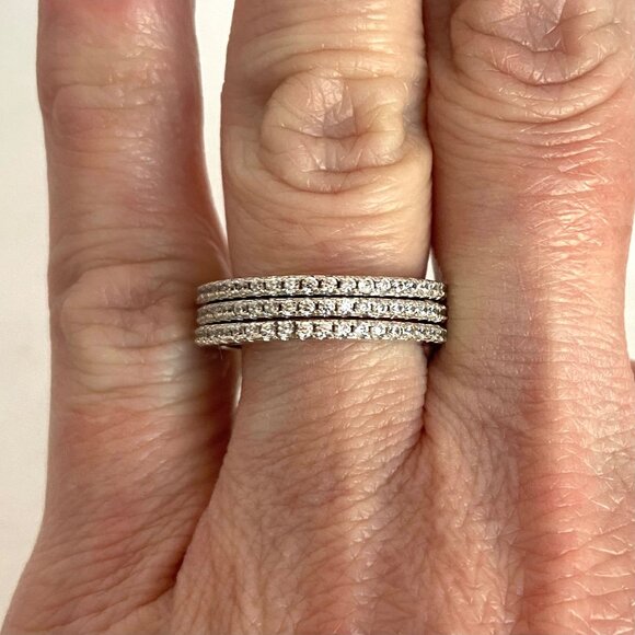 Milor Italian Sterling Silver 925 Cubic Zirconia Triple Infinity Band Ring Set - Picture 1 of 16